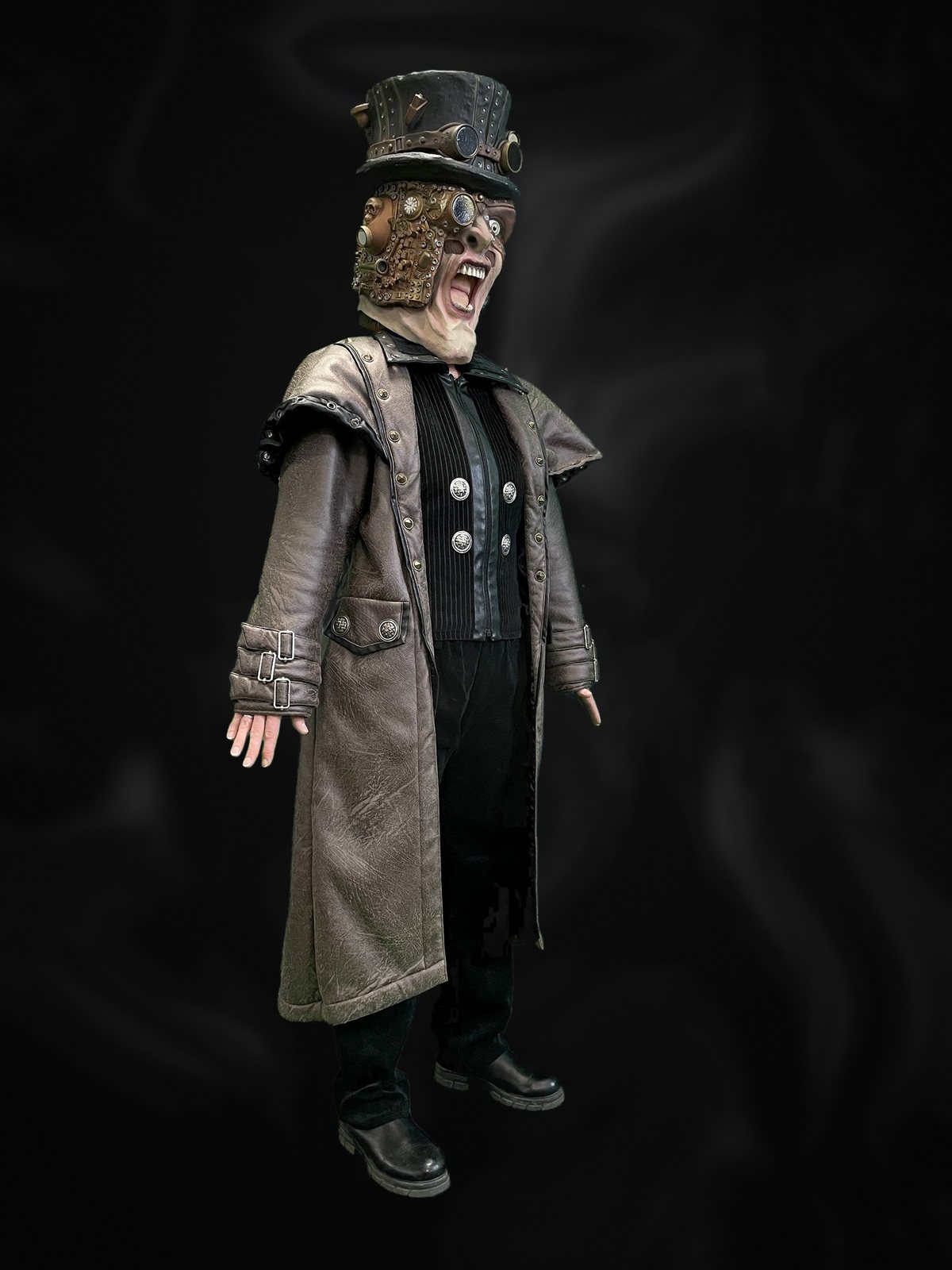 Steampunk-Kostüm schräg von der Seite, ganzer Körper
